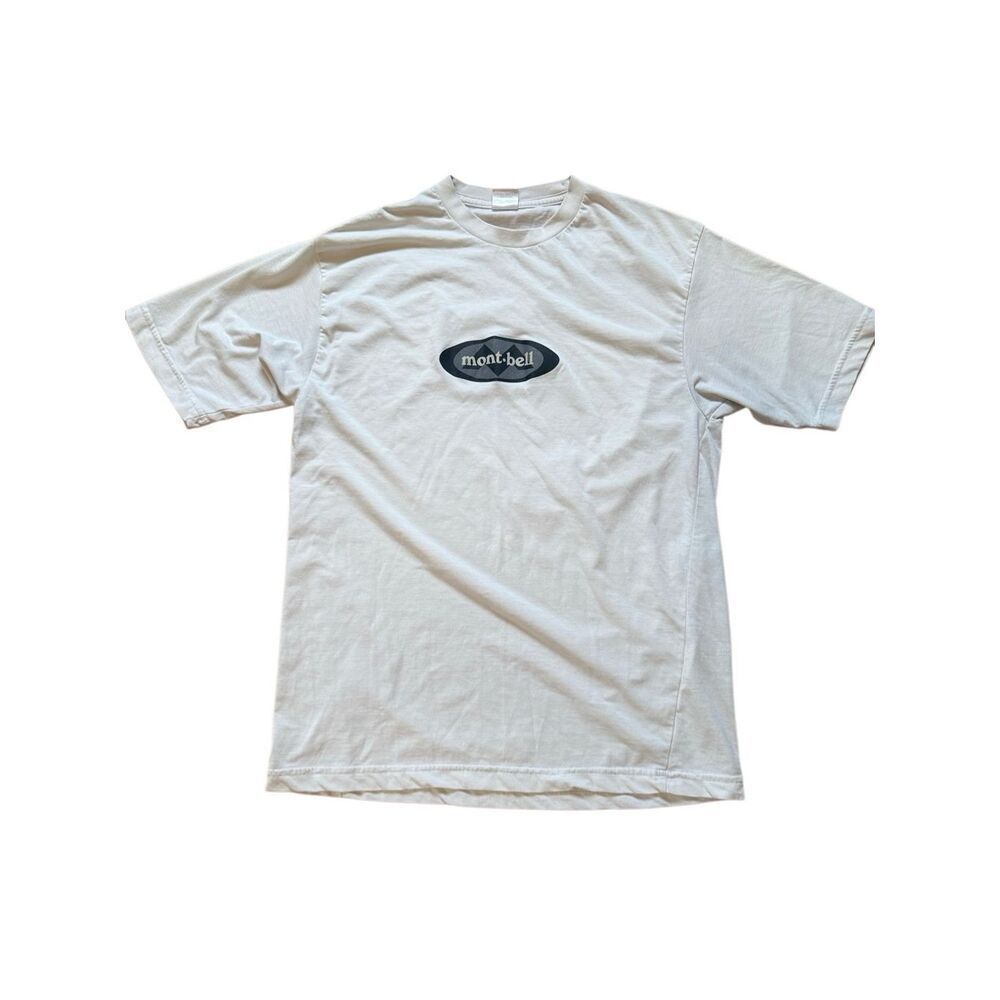 90s Vintage Montbell White Graphic Logo Tshirt Large made in Japan